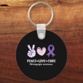 Peace Love Cure Fibromyalgia Awareness Month Warri Sleutelhanger (Voorkant)