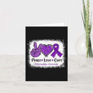 Peace Love Cure Fibromyalgia Awareness Paarse Ribb Kaart