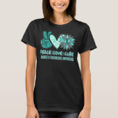 Peace Love Cure Fragile X Syndrome Blauwgroen Lint T-shirt (Voorkant)