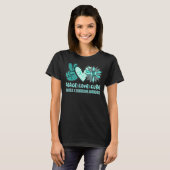 Peace Love Cure Fragile X Syndrome Blauwgroen Lint T-shirt (Voorkant volledig)