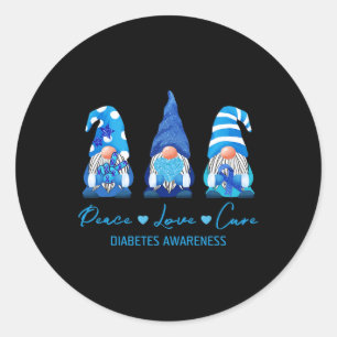 Peace Love Cure Gnome Diabetes Awareness Survivors Ronde Sticker
