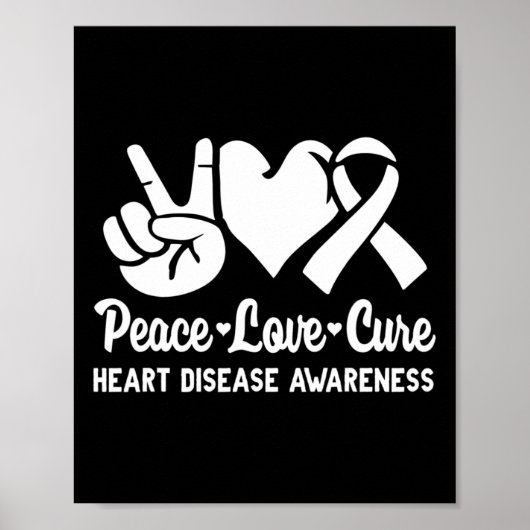 Peace Love Cure Go Red American Heart Disease Awar Poster (Voorkant)