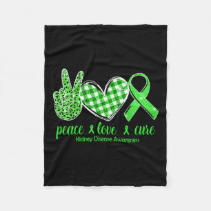 Peace Love Cure Green Ribbon Kidney Disease Awaren Fleece Deken