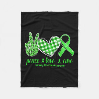 Peace Love Cure Green Ribbon Kidney Disease Awaren Fleece Deken