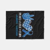 Peace Love Cure Grey Blue Ribbon Diabetes Awarenes Fleece Deken (Voorkant (Horizontaal))