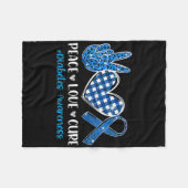 Peace Love Cure Grey Blue Ribbon Diabetes Awarenes Fleece Deken (Voorkant (Horizontaal))