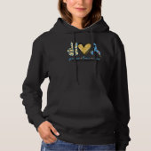 Peace Love Cure Grey Blue Ribbon Diabetes Awarenes Hoodie (Voorkant)