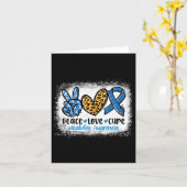 Peace Love Cure Grey Blue Ribbon Diabetes Awarenes Kaart (Gele Bloem)