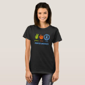Peace Love Cure Grey Blue Ribbon Diabetes Awarenes T-shirt (Voorkant volledig)