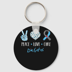 Peace Love Cure Grey Blue Ribbon Type 1 Diabetes A Sleutelhanger