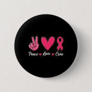 Peace Love Cure Heart Pink Ribbon Breast Cancer Aw Ronde Button 5,7 Cm