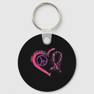Peace Love Cure Hearted Pink Ribbon Breast Cancer Sleutelhanger