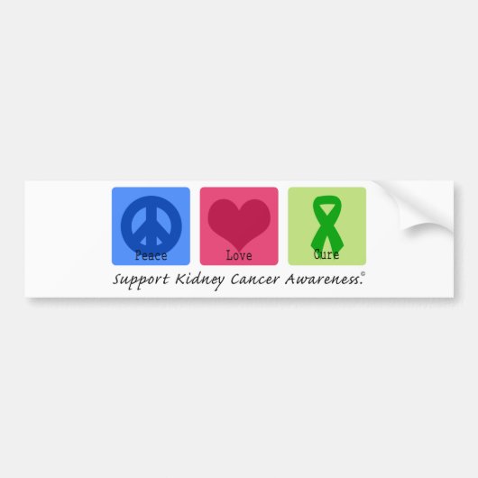 Peace Love Cure Kidney Cancer Bumpersticker (Voorkant)