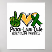 Peace Love Cure Kidney Disease Awareness Poster (Voorkant)