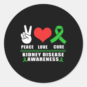 Peace Love Cure Kidney Disease Awareness Ronde Sticker