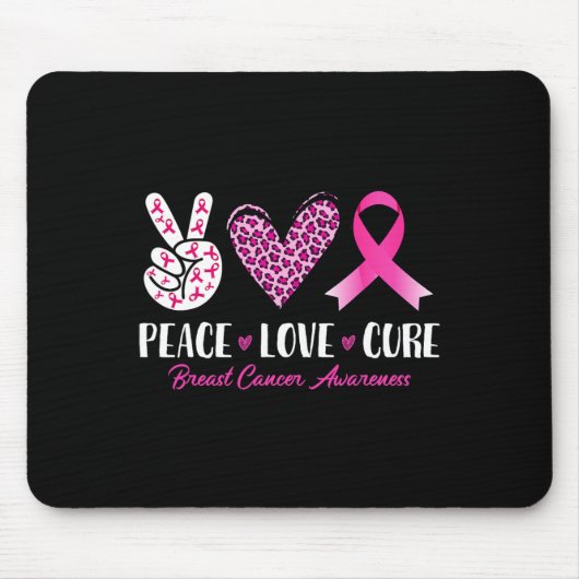 Peace Love Cure Leopard Borstkanker Bewustzijn RI Muismat (Voorkant)