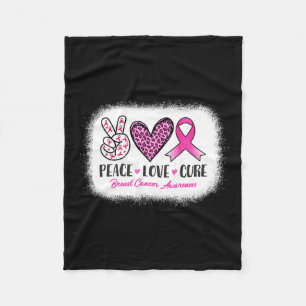 Peace Love Cure Leopard Breast Cancer Awareness Fleece Deken