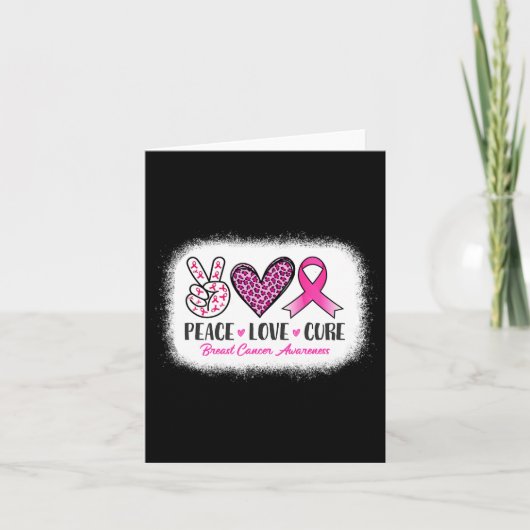 Peace Love Cure Leopard Breast Cancer Awareness Kaart (Voorkant)