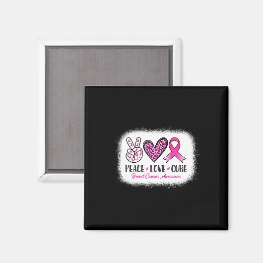 Peace Love Cure Leopard Breast Cancer Awareness Magneet (Voorkant / Achterkant)
