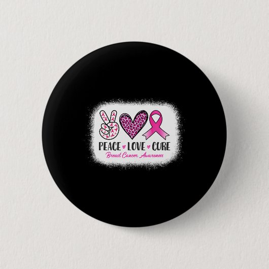 Peace Love Cure Leopard Breast Cancer Awareness Ronde Button 5,7 Cm (Voorkant)