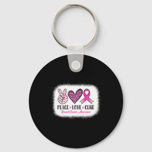 Peace Love Cure Leopard Breast Cancer Awareness Sleutelhanger
