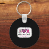 Peace Love Cure Leopard Breast Cancer Awareness Sleutelhanger (Voorkant)