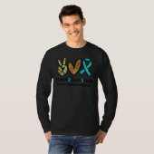 Peace Love Cure Leopard Heart Tourette Syndrome Aw T-shirt (Voorkant volledig)