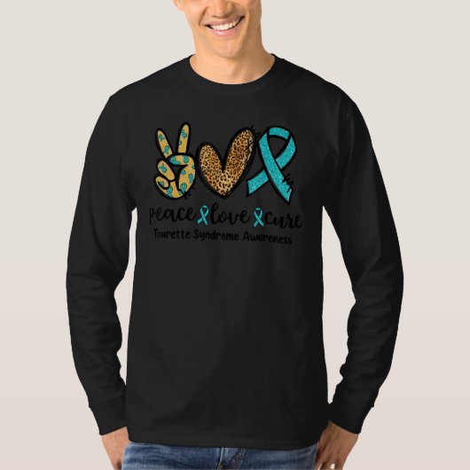 Peace Love Cure Leopard Heart Tourette Syndrome Aw T-shirt (Voorkant)