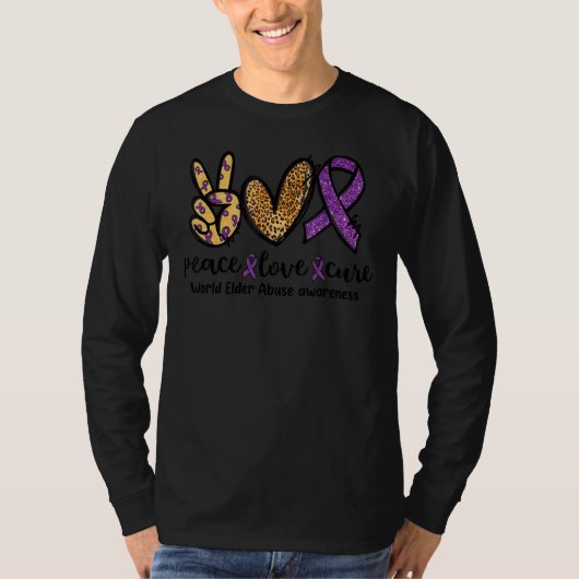 Peace Love Cure Leopard Heart World Elder Abuse Aw T-shirt (Voorkant)