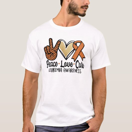 Peace Love Cure Leukemia Awareness Cancer Support T-shirt (Voorkant)