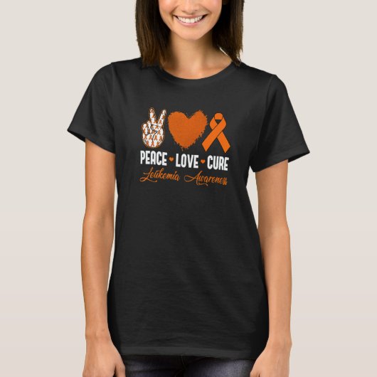 Peace Love Cure Leukemia Awareness Month Warrior W T-shirt (Voorkant)