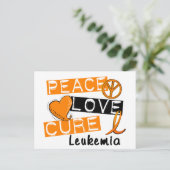 Peace Love Cure Leukemia Briefkaart (Staand voorkant)