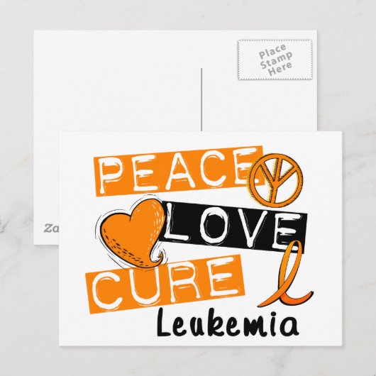 Peace Love Cure Leukemia Briefkaart (Voorkant / Achterkant)
