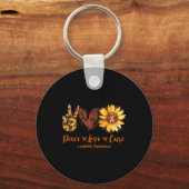 Peace Love Cure Leukemie Bewustzijnsgeschenk Sleutelhanger (Voorkant)