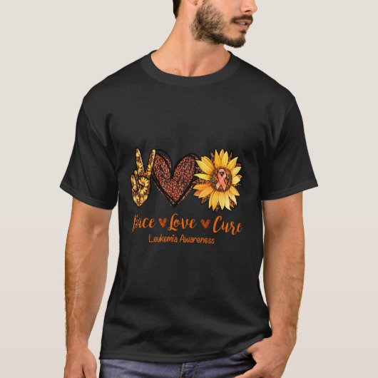 Peace Love Cure Leukemie Bewustzijnsgeschenk T-shirt (Voorkant)