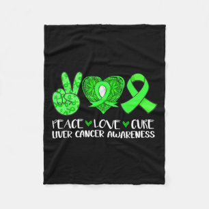 Peace Love Cure Leverkanker Awareness Green Ribbo Fleece Deken