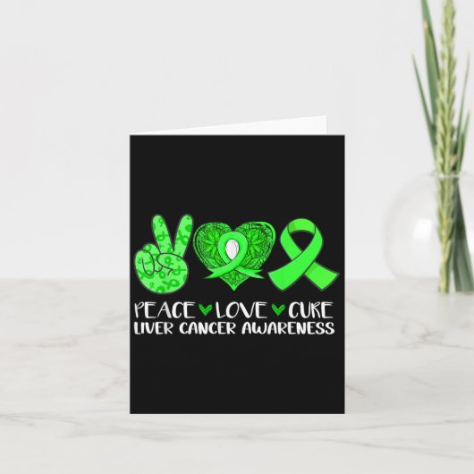 Peace Love Cure Leverkanker Awareness Green Ribbo Kaart (Voorkant)
