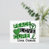 Peace Love Cure Liver Cancer Briefkaart (Staand voorkant)