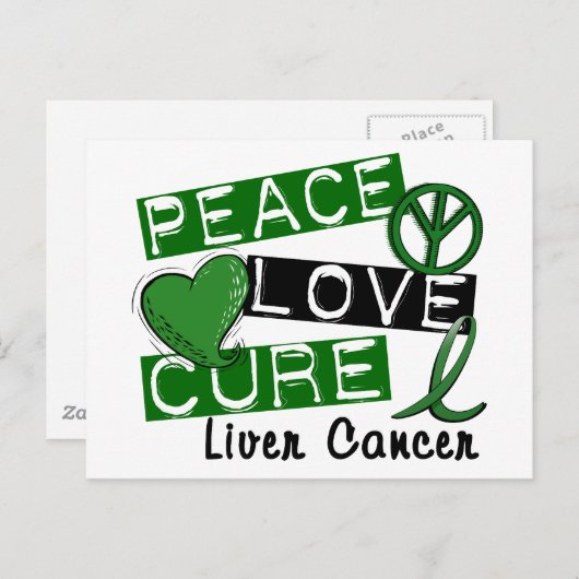 Peace Love Cure Liver Cancer Briefkaart (Voorkant / Achterkant)