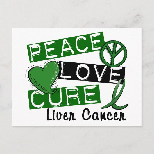 Peace Love Cure Liver Cancer Briefkaart (Voorkant)