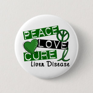 Peace Love Cure Liver Disease Ronde Button 5,7 Cm