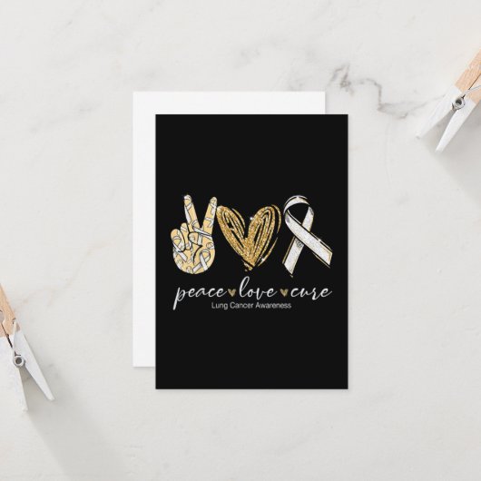 Peace Love Cure Lung Cancer Awareness Kaart (Voorkant / Achterkant in situ)