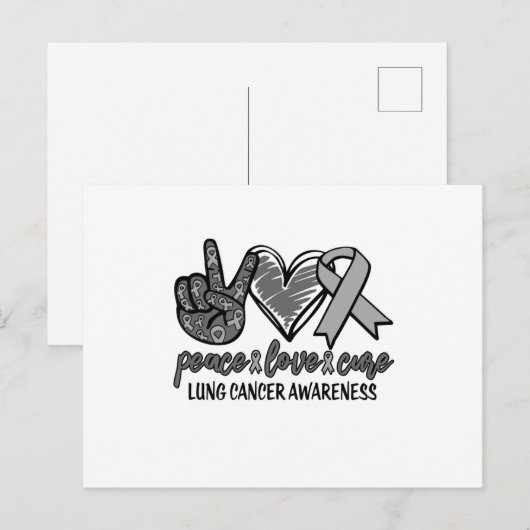Peace Love Cure Lung Cancer Awareness Uitnodiging Briefkaart (Voorkant / Achterkant)