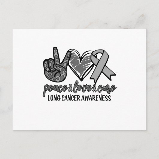 Peace Love Cure Lung Cancer Awareness Uitnodiging Briefkaart (Voorkant)