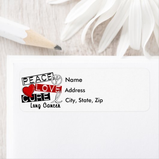 Peace Love Cure Lung Cancer Etiket (Insitu)