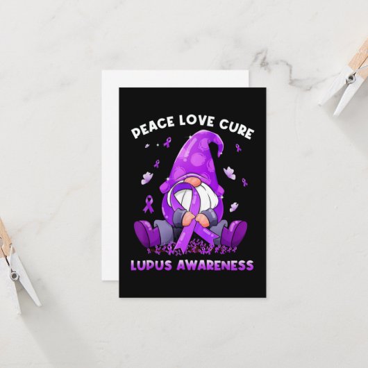 Peace Love Cure Lupus Awareness Kaart (Voorkant / Achterkant in situ)