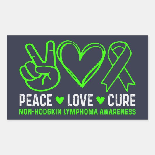 Peace Love Cure Lymphoma Awareness Support Rechthoekige Sticker (Voorkant)