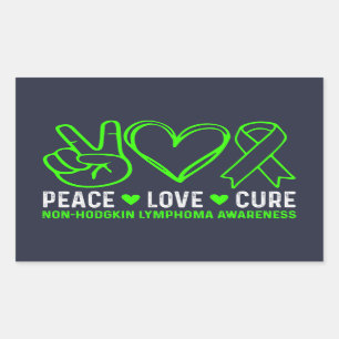Peace Love Cure Lymphoma Awareness Support Rechthoekige Sticker