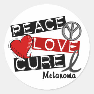 PEACE LOVE CURE MELANOOM Shirten & Cadeaus Ronde Sticker