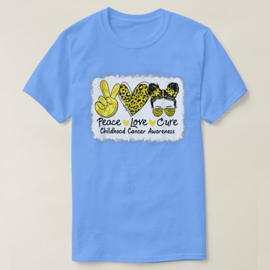 Peace Love Cure Messy Bun Childhood Cancer Awarene T-shirt (Design voorkant)